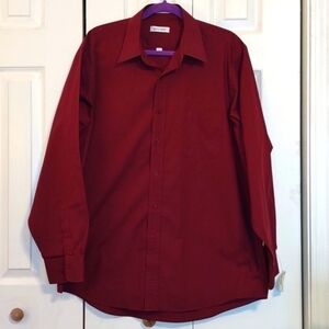 Pierre Cardin Burgundy Lg Sleeve Men's Dress Shirt Perfect Valentine'Date Night